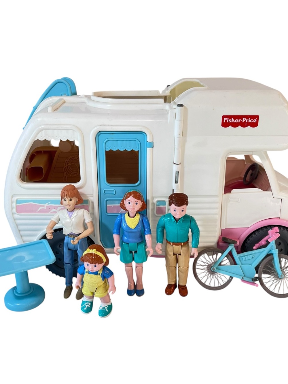 Fisher-Price Family Vacation Camper Motorhome 1998 Family and Bike Vintage